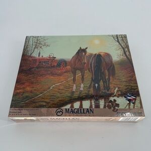 Magellan Old Farm Hands jigsaw puzzle 550 pieces Horses Tractor 24x18 NIB